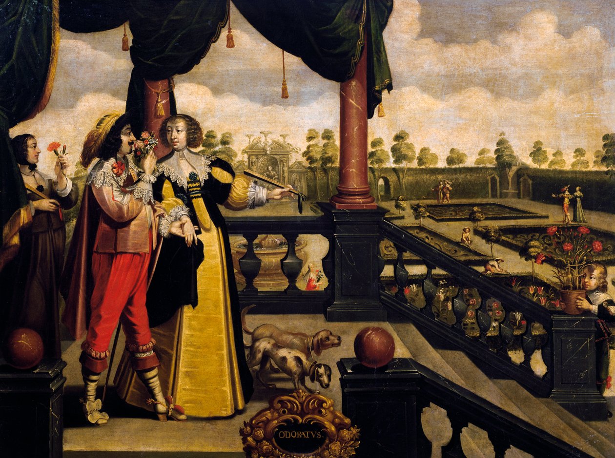 Lugtesans, ca 1635, af Abraham Bosse (1604-1676), efter maleri fra serie af 5 af ukendt kunstner, Frankrig af Abraham Bosse