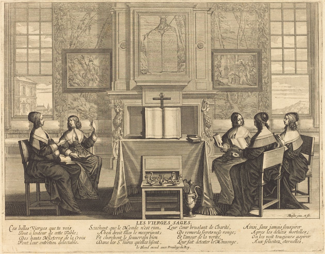 De vise jomfruer ved bøn af Abraham Bosse
