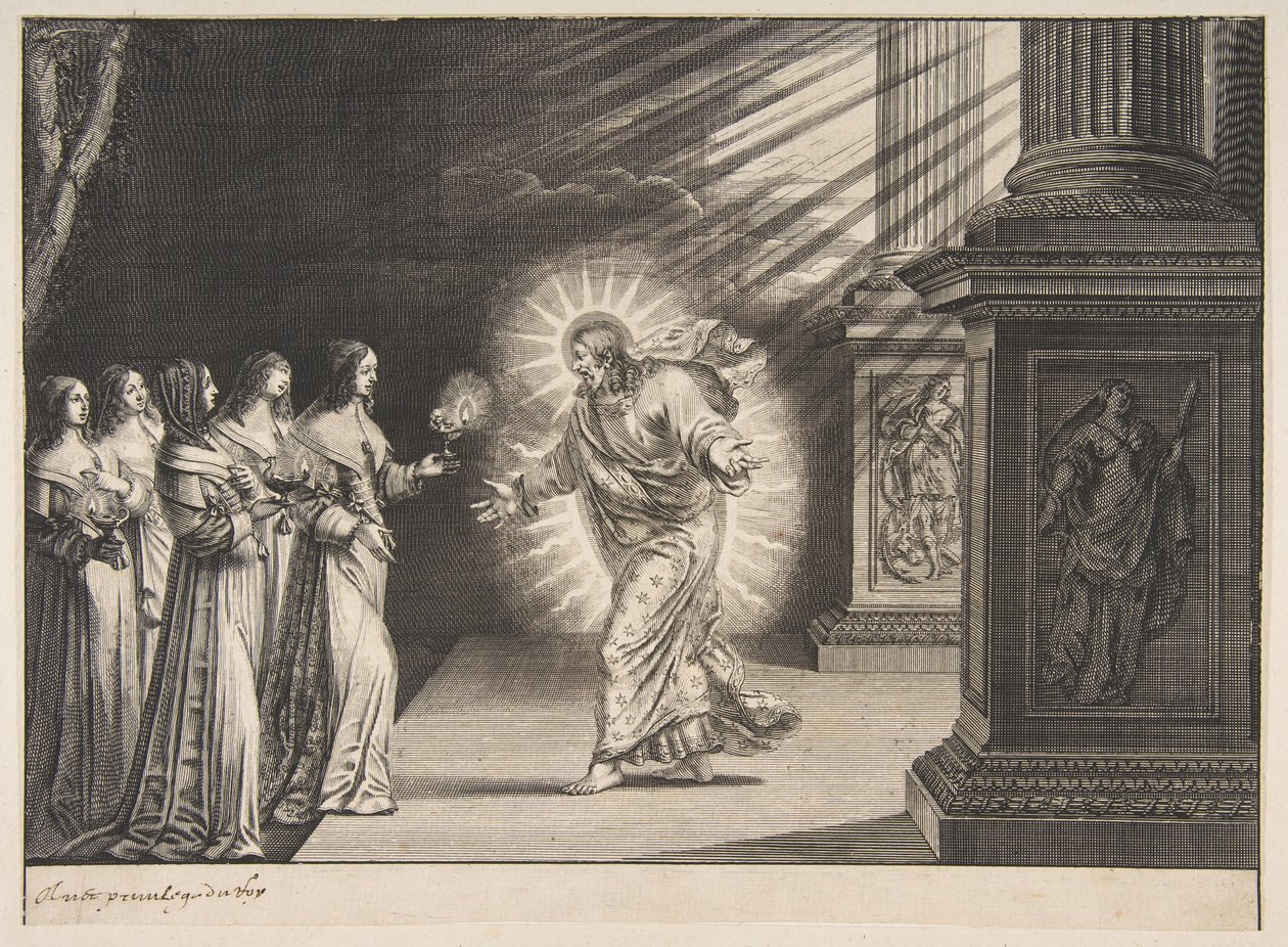De kloge jomfruer foran Kristus af Abraham Bosse