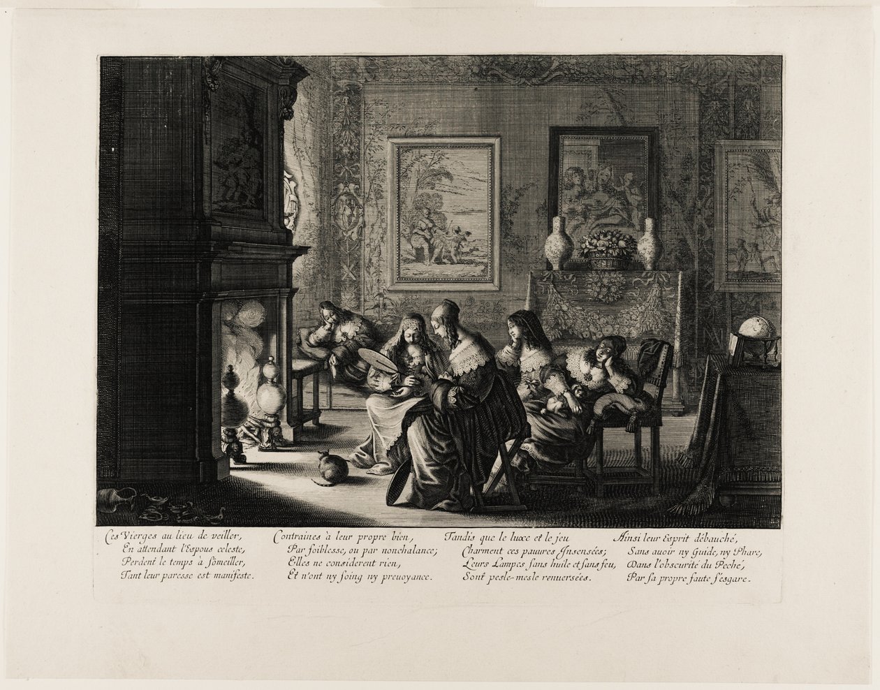 De kloge og de tåbelige jomfruer, planche fem af Abraham Bosse
