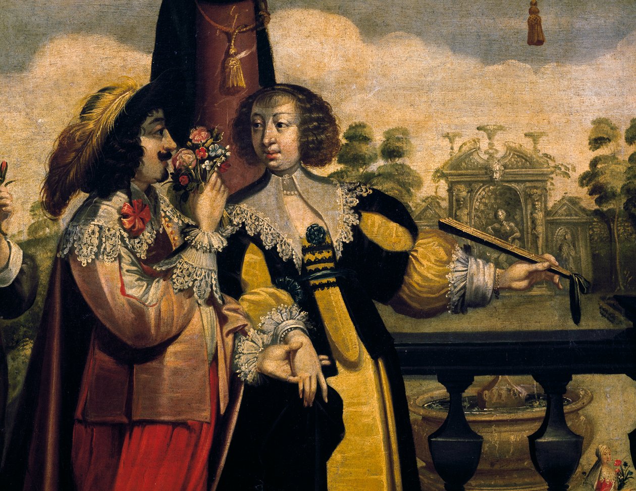 Lugtesansen, ca 1635, af Abraham Bosse (1604-1676), efter et maleri fra en serie på 5 af ukendt kunstner, detalje. Frankrig af Abraham Bosse