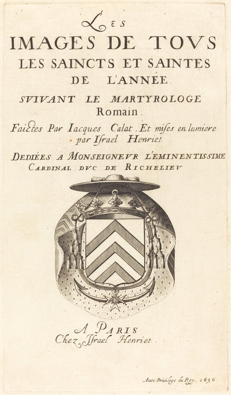 Titelside til Callots "The Calendar of Saints" af Abraham Bosse