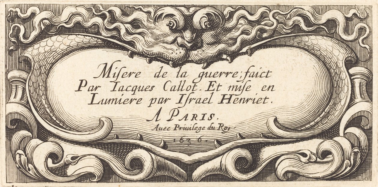 Titelside til Callots "The Small Miseries of War" af Abraham Bosse