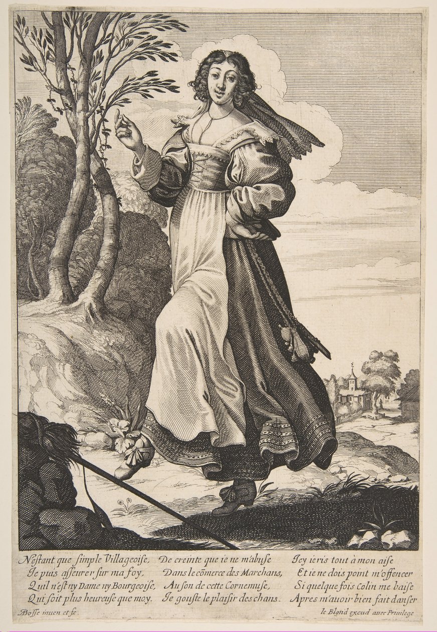 Landsbypige danser, 1626-28. af Abraham Bosse