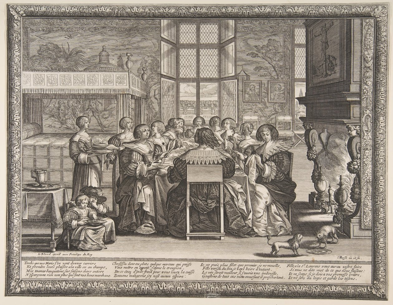 Koner til bords under deres mænds fravær, ca. 1635-36. af Abraham Bosse