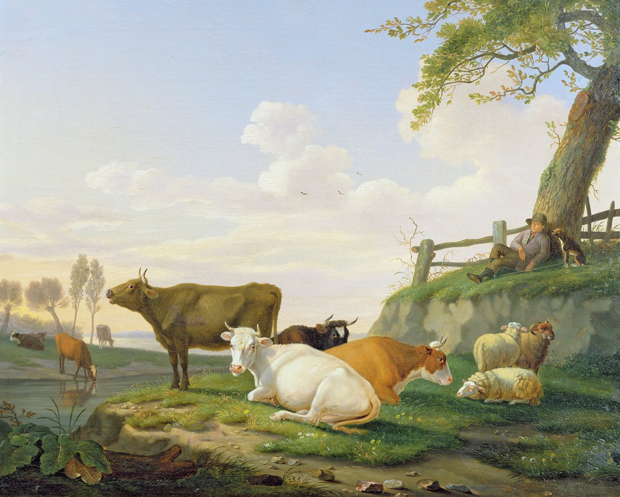 Køer og hyrde af Abraham Bruiningh van Worrell