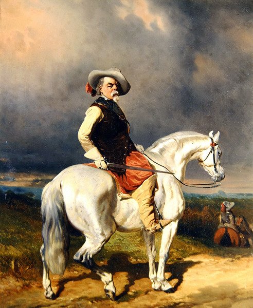 Cavalier on a White Horse (olie på lærred) af Abraham Cooper