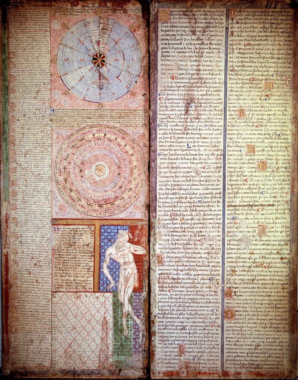 Astrologisk og astronomisk diagram. Side taget fra det catalanske atlas (catalansk kort) af Abraham Cresques (1325-1387) af Abraham Cresques