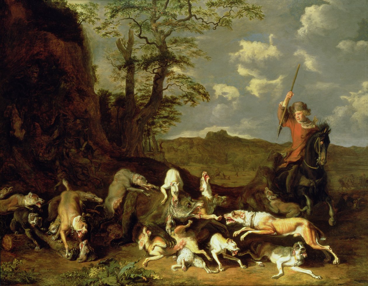 En bjørnejagt, 1655 af Abraham Danielsz. Hondius
