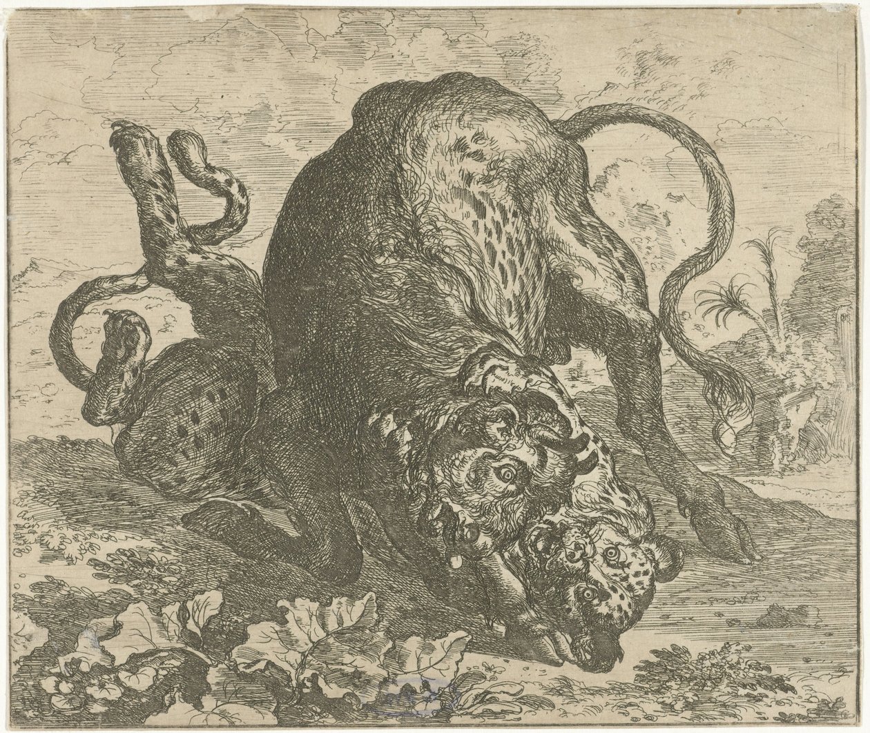 Leopard og Tyr Forskellige dyr (serietitel) af Abraham Danielsz. Hondius
