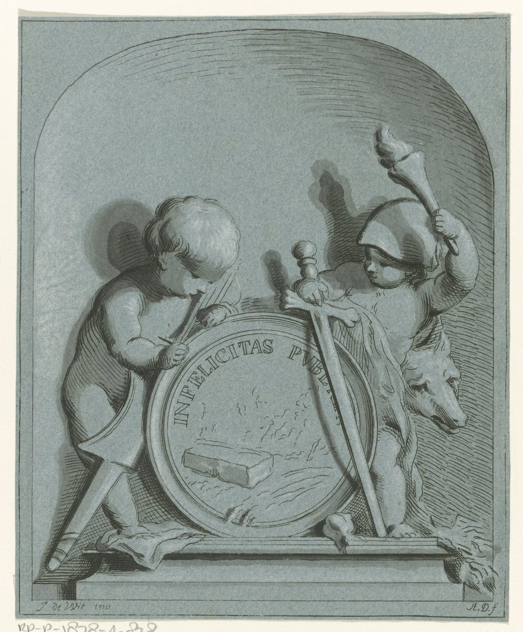 Allegori med to putti af Abraham Delfos