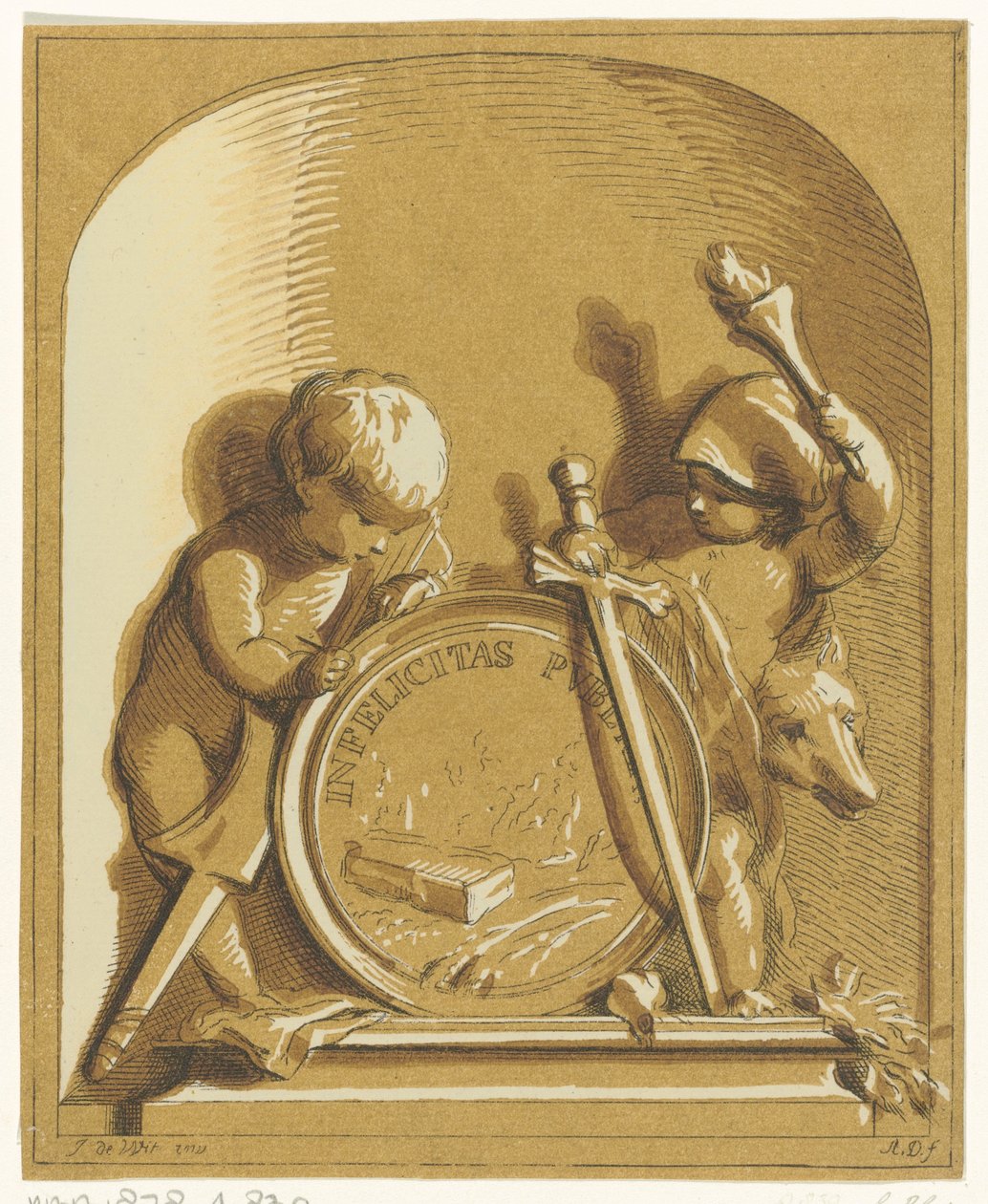 Allegori med to putti af Abraham Delfos