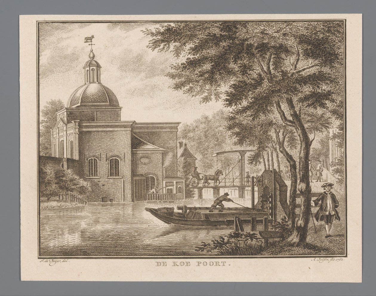 Udsigt over Koepoort i Leiden Koporten (titel på objekt) af Abraham Delfos