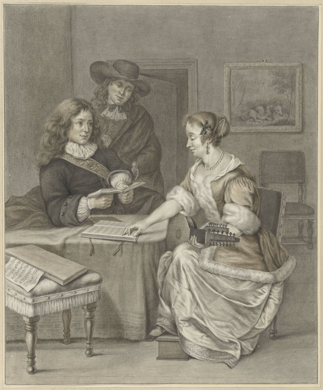 Et par laver musik, en mand ser på af Abraham Delfos