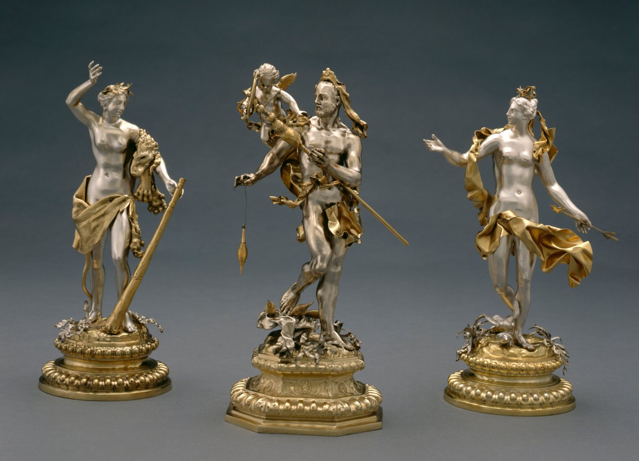 Hercules, Omphale og Venus, ca. 1695-1700 (delvist belagt sølv) af Abraham Drentwett