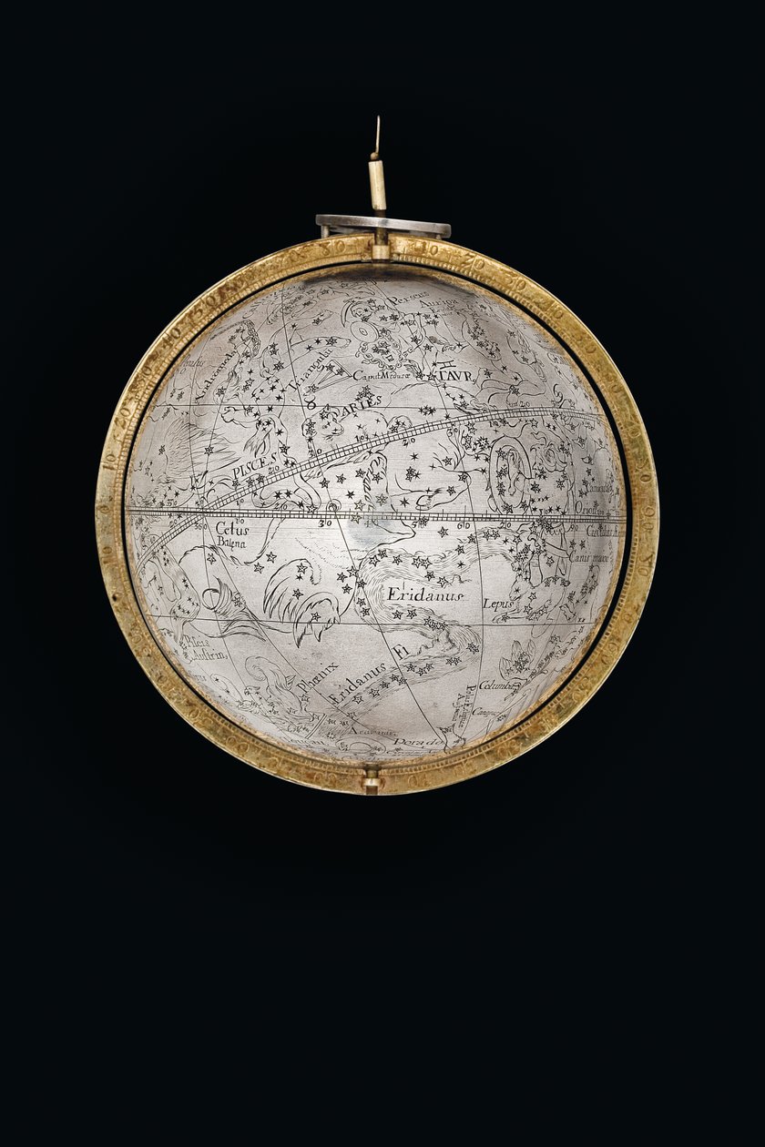 To enestående jord- og himmelkloder, støttet af Hercules og Atlas, Augsburg, 1697-99 af Abraham Drentwett