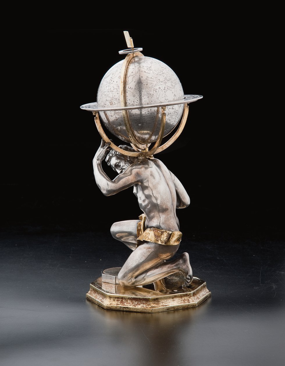 To enestående jord- og himmelkloder, støttet af Hercules og Atlas, Augsburg, 1697-99 af Abraham Drentwett