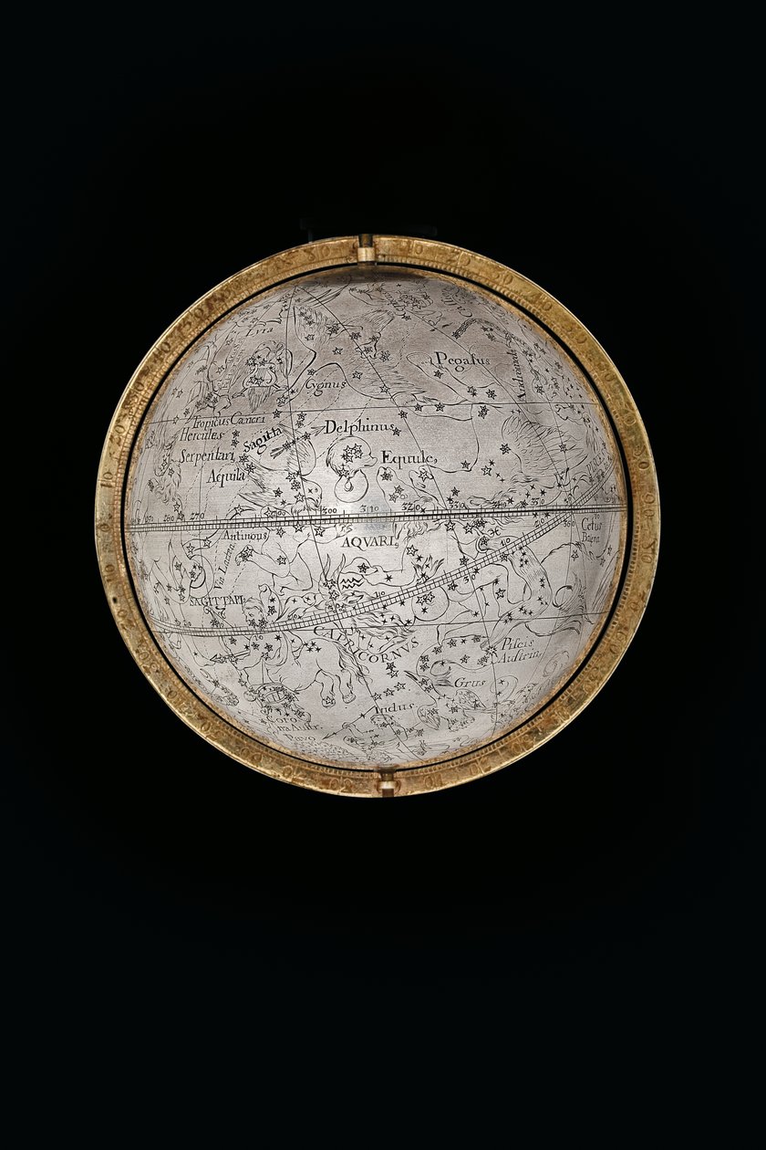 To enestående jord- og himmelkloder, støttet af Hercules og Atlas, Augsburg af Abraham Drentwett