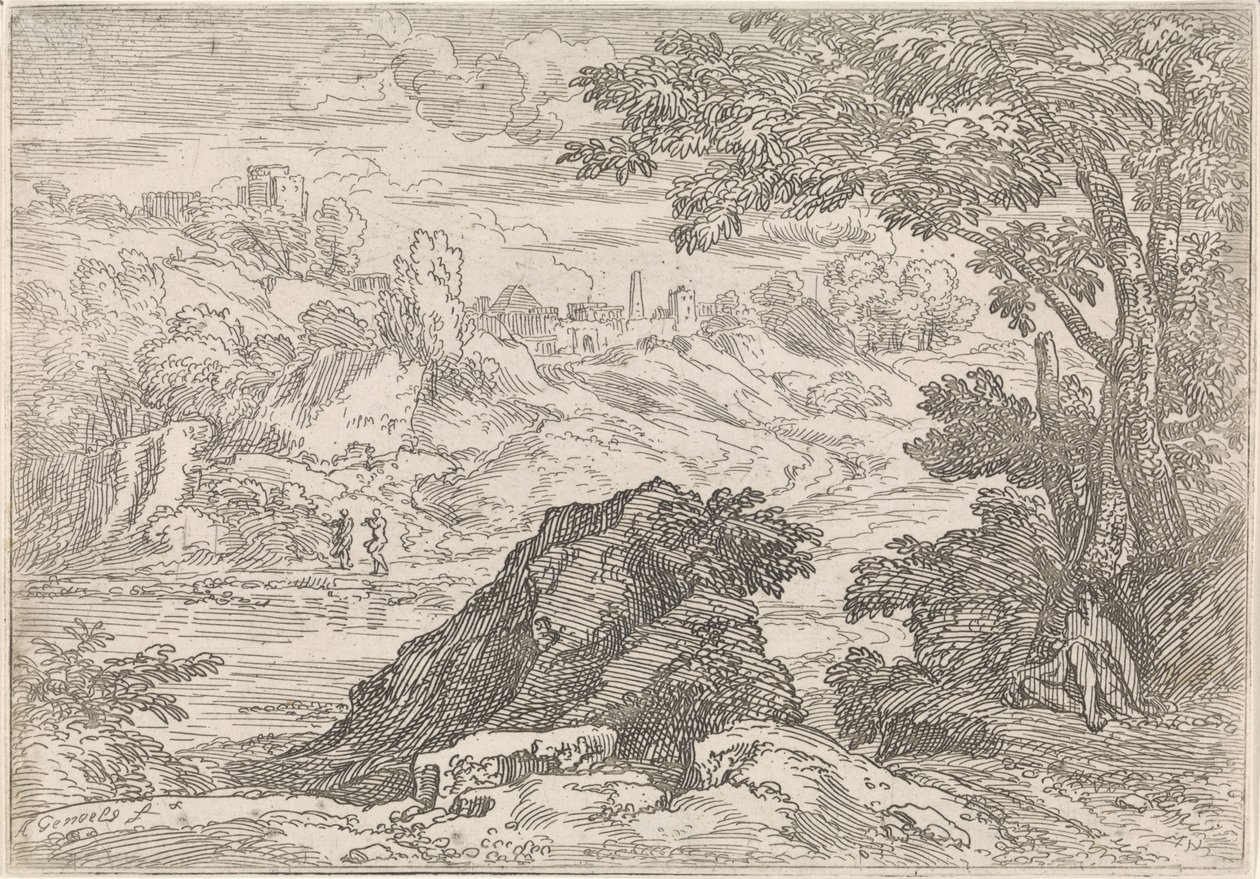 Landskab med flod Arkadiske landskaber (serietitel) af Abraham Genoels