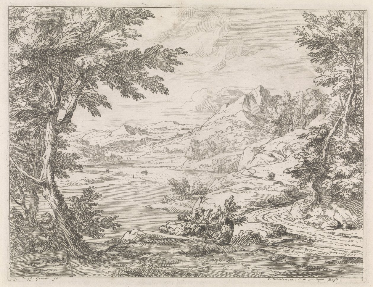 Flodlandskab med en vej Flodlandskaber (serietitel) af Abraham Genoels