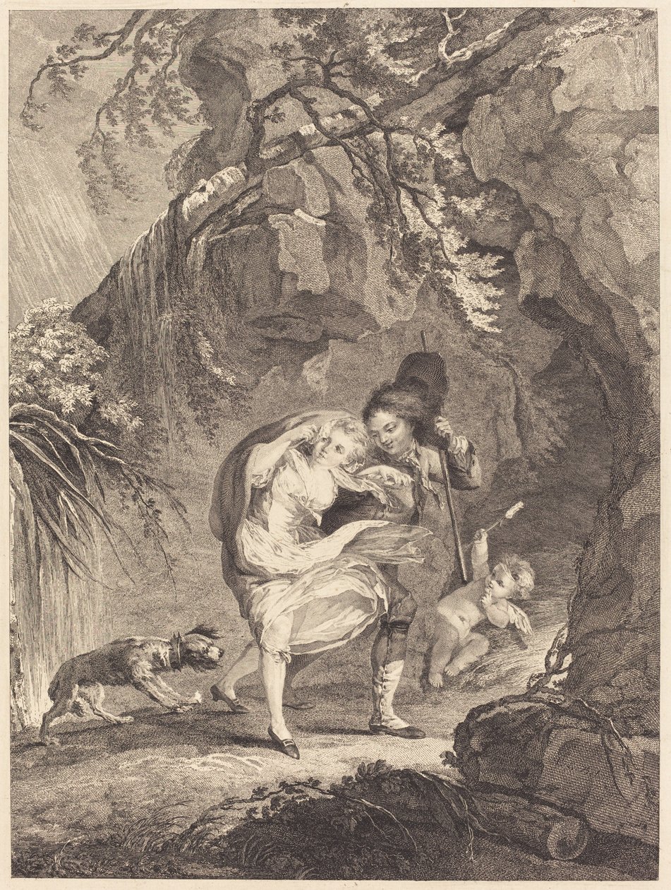 Le coup de vent (Vindstødet) af Abraham Girardet after Antoine Lebel