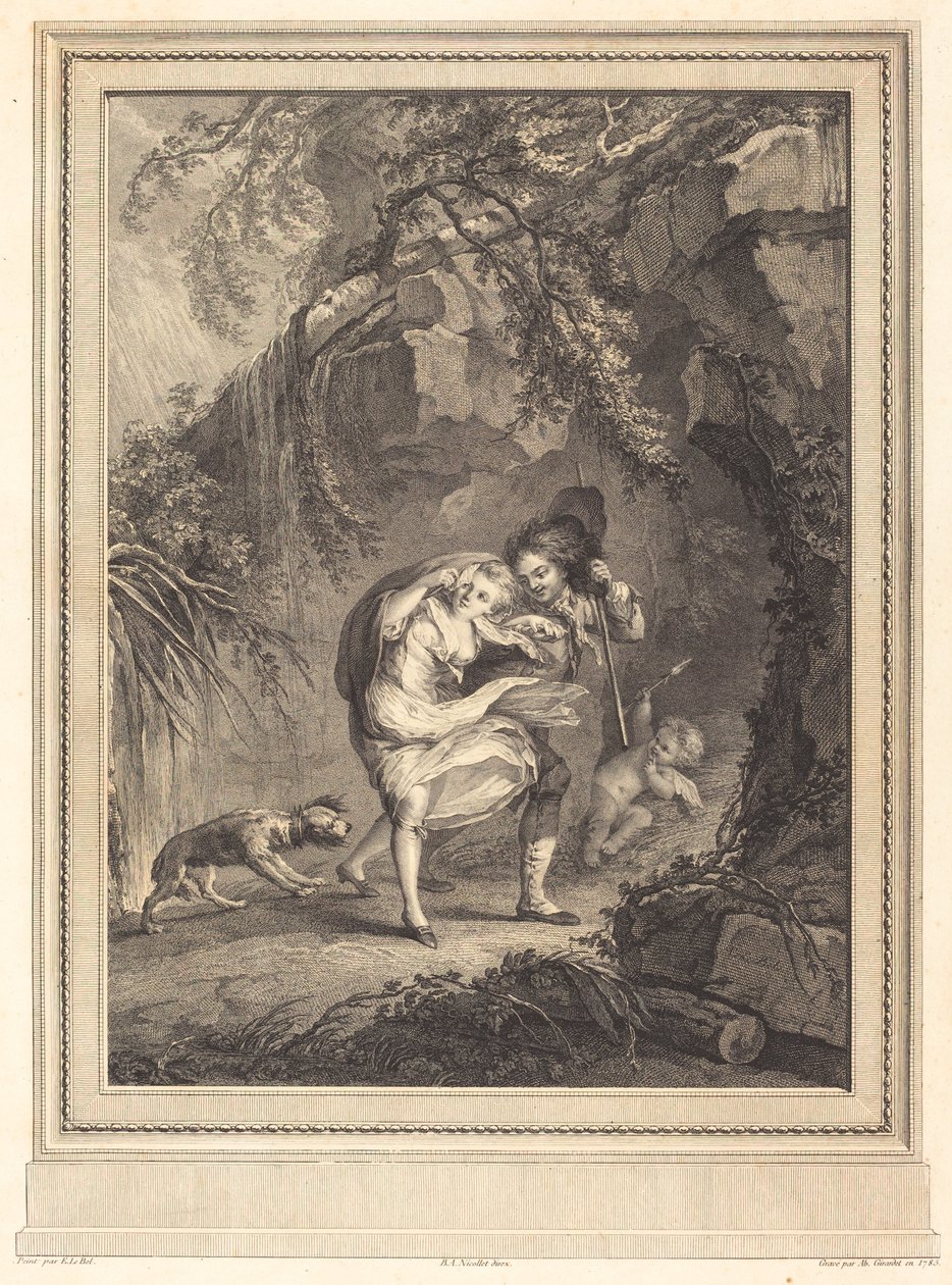 Le coup de vent (Vindstødet) af Abraham Girardet after Antoine Lebel