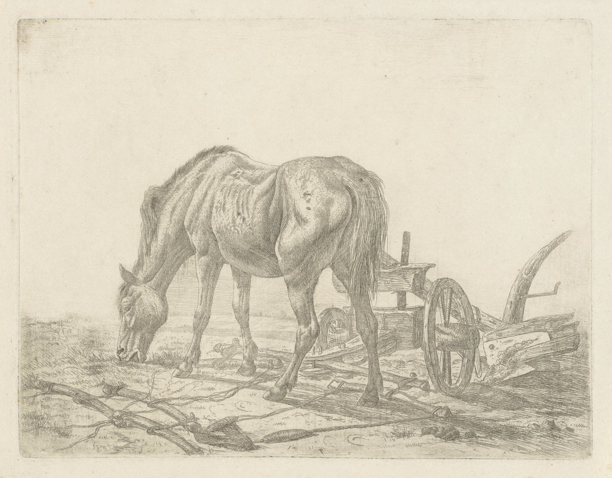 Utrænet hest med plov af Abraham Hendrik Winter