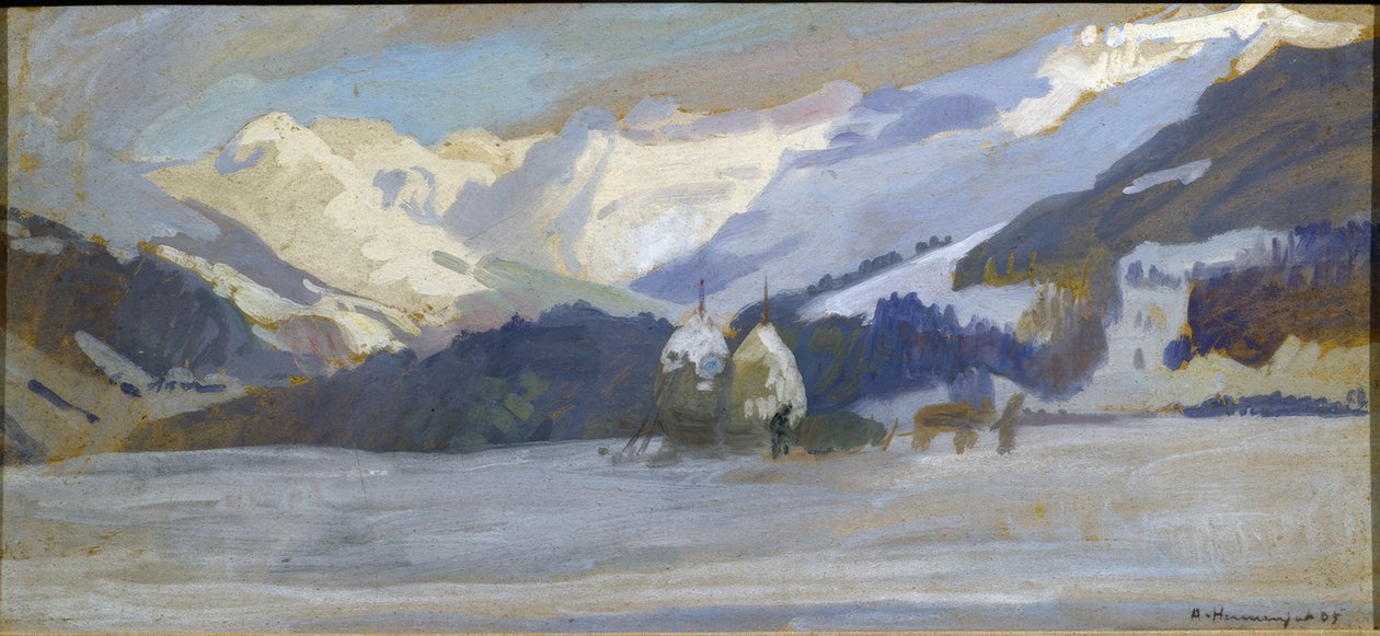 Sneklædt landskab nær Diablerets af Abraham Hermanjat