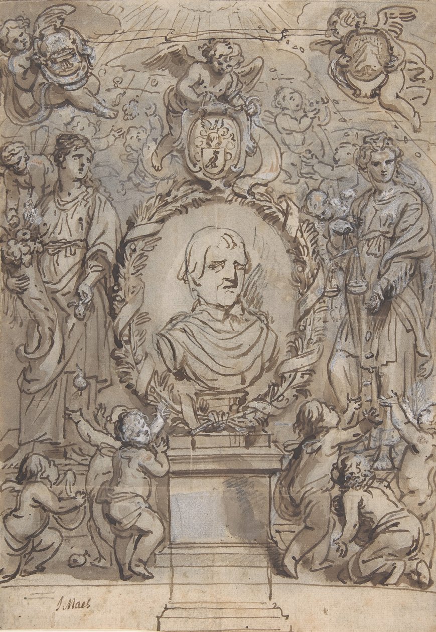 Design til en titelside, 1600-tallet. af Abraham Jansz van Diepenbeeck