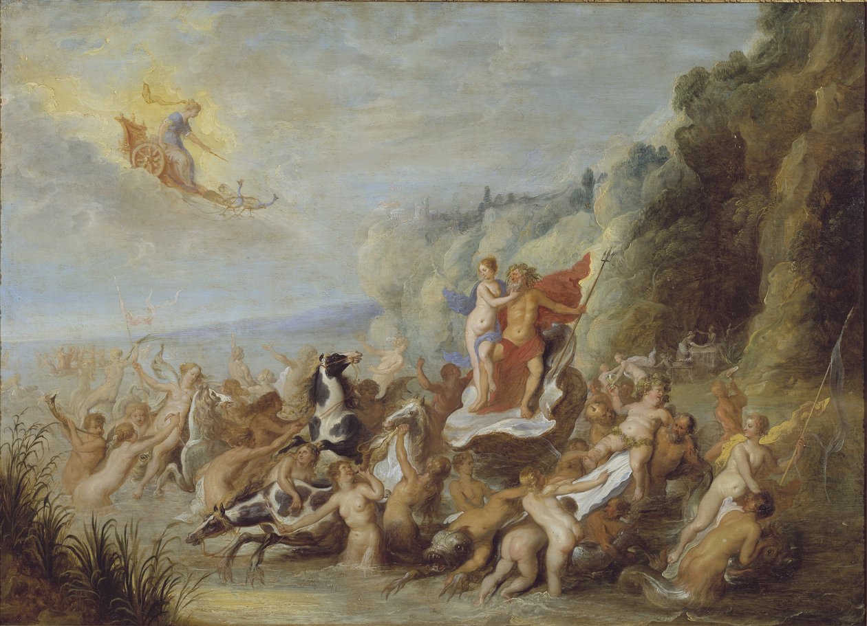 Neptun og amfitrit, af Diepenbeeck, Abraham, van (1596-1675). Olie på træ. Mål: 69x96 cm. Nationalmuseum Stockholm af Abraham Jansz. van Diepenbeeck