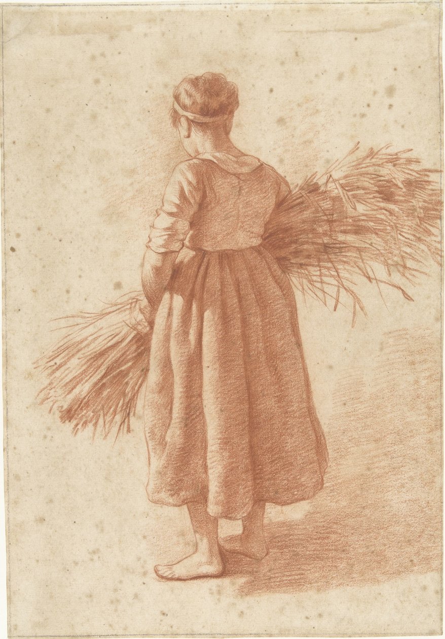 Stående kvinde med en flok korn af Abraham Johannes Ruytenschildt (attributed to)