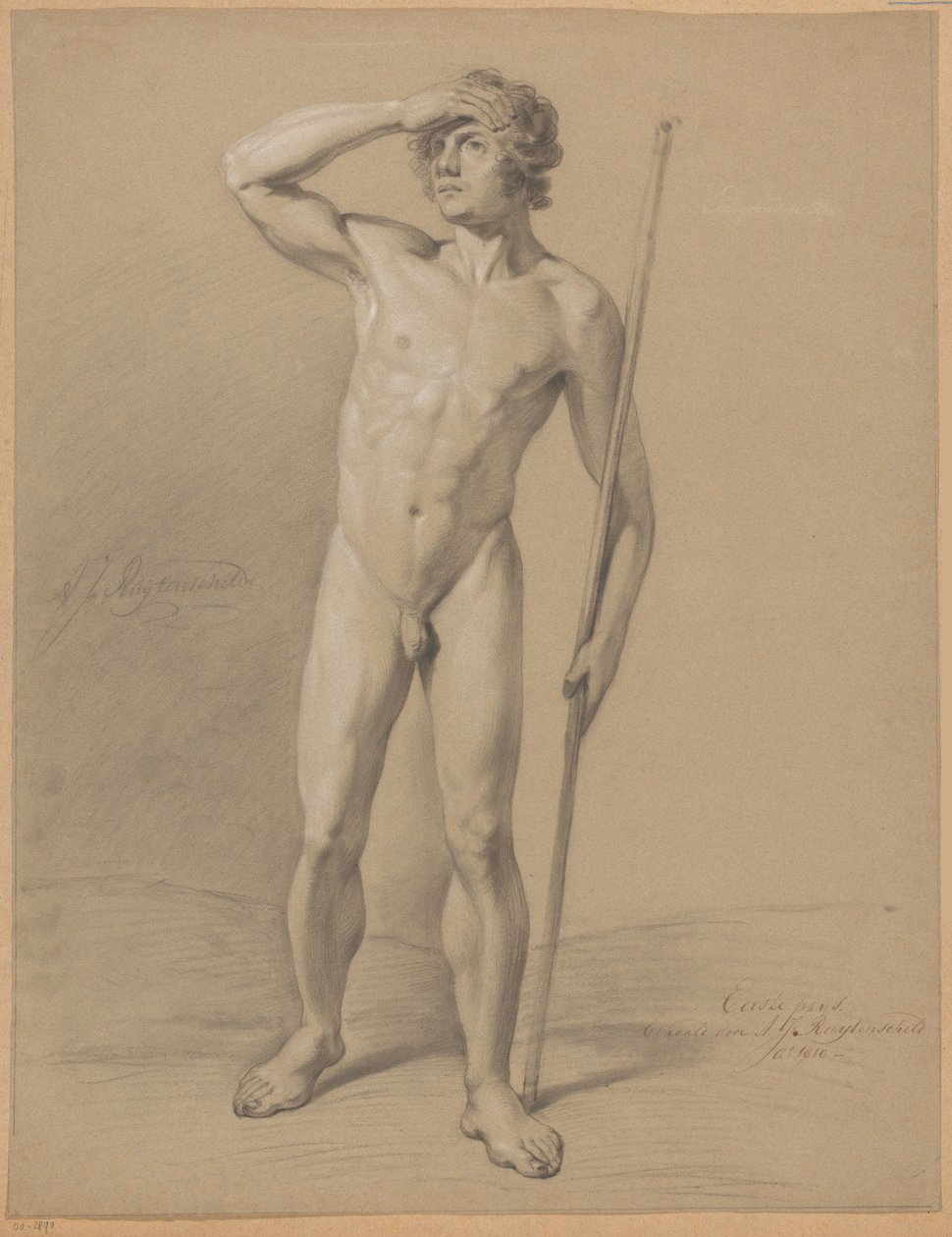Stående nøgen mand, set forfra (1. præmie 1810) af Abraham Johannes Ruytenschildt