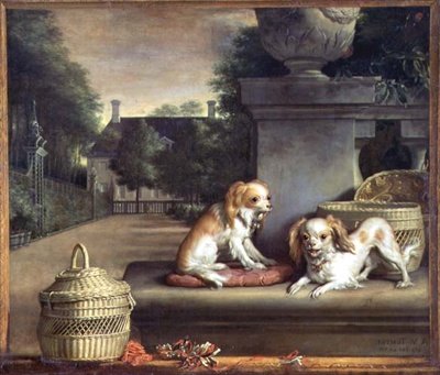To hunde i en park af Abraham Lambertsz van den Tempel