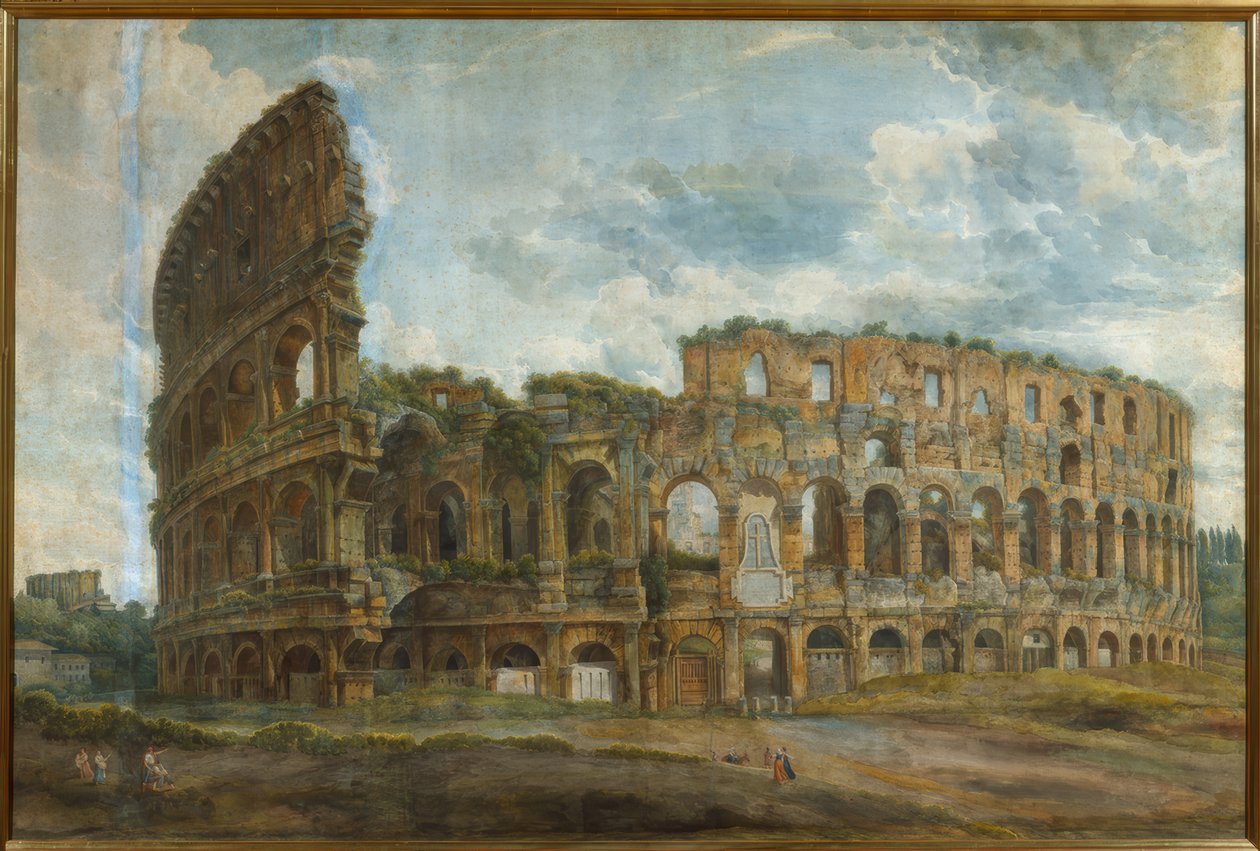 Udvendigt billede af Colosseum i Rom af Abraham Louis Rodolphe Ducros