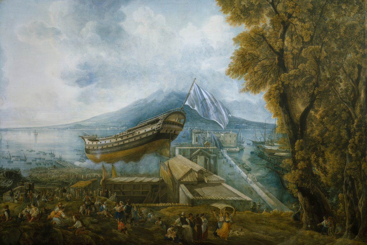Søsætning af "Archimede" af Abraham Louis Rodolphe Ducros