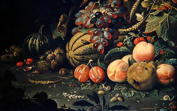 Frugt (olie på lærred) (detalje af 278970) af Abraham Mignon