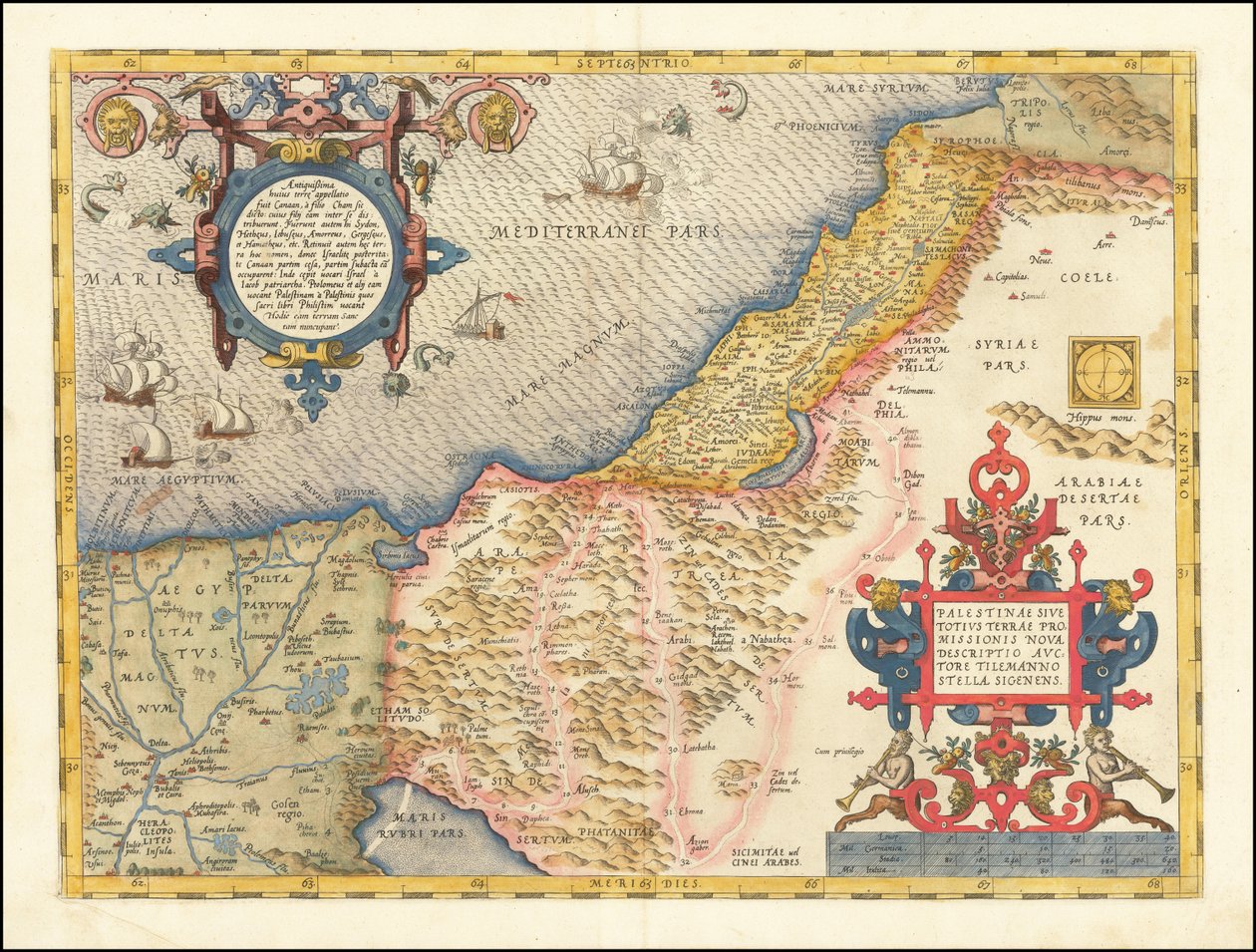 Kort over Palæstina fra 1573 af Abraham Ortelius af Abraham Ortelius