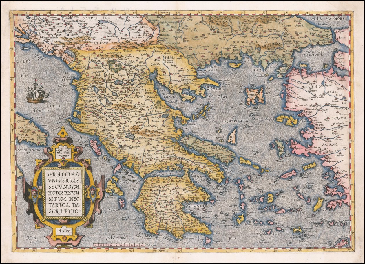 1584-kort over Grækenland og Det Ægæiske Hav af Abraham Ortelius af Abraham Ortelius