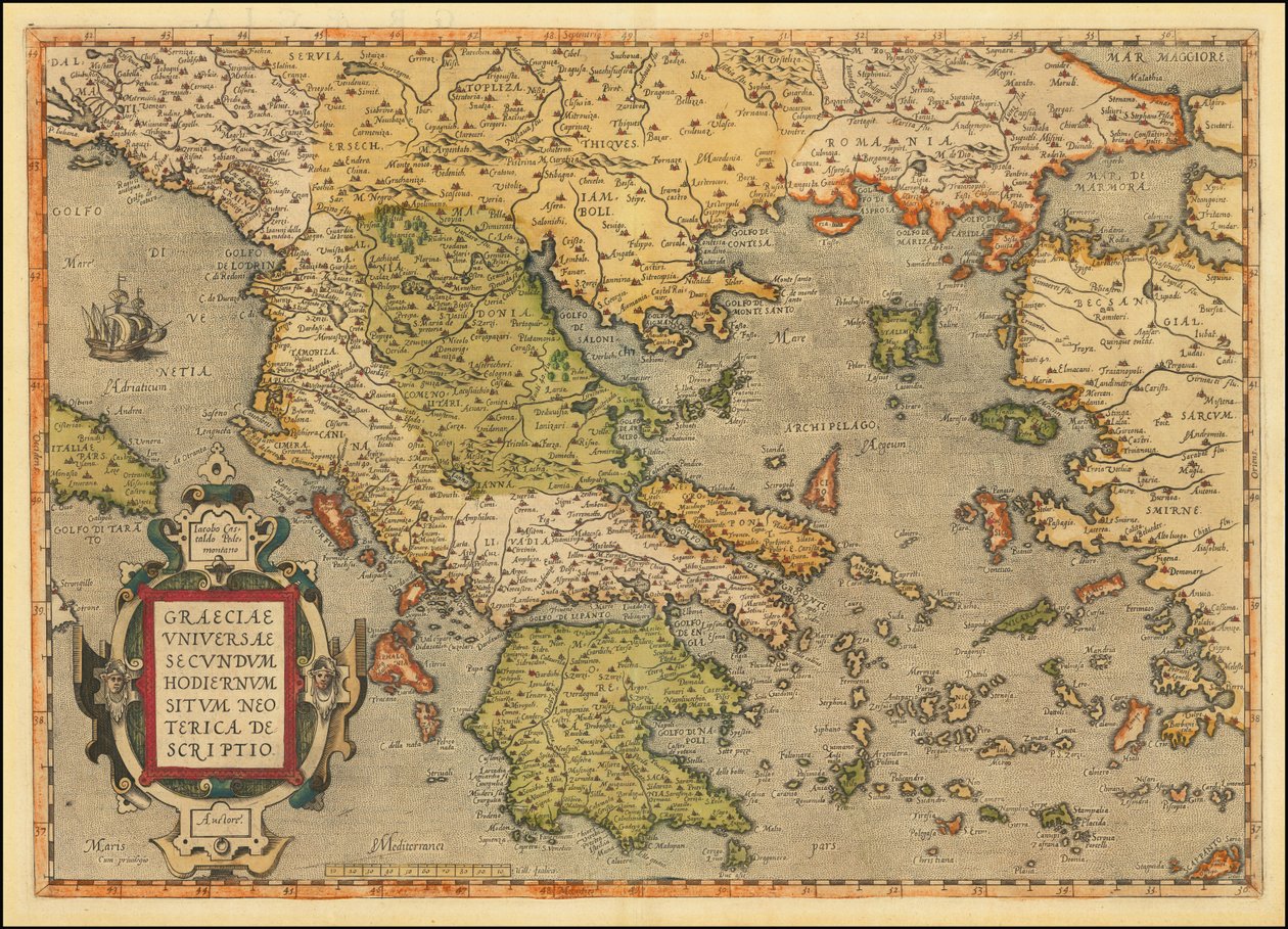 Kort over Grækenland fra 1584 af Abraham Ortelius af Abraham Ortelius