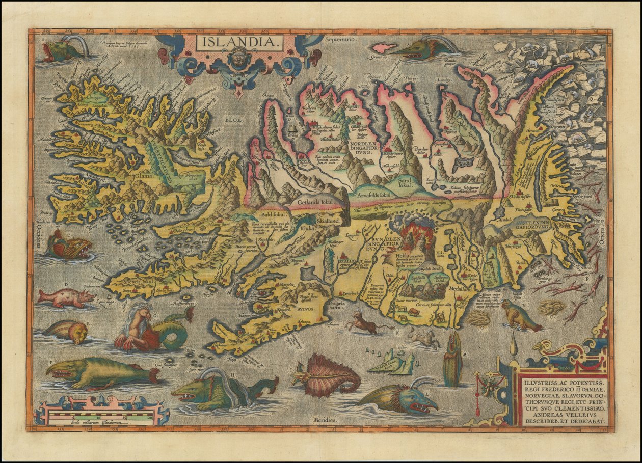 Kort over Island fra 1591 af Abraham Ortelius af Abraham Ortelius