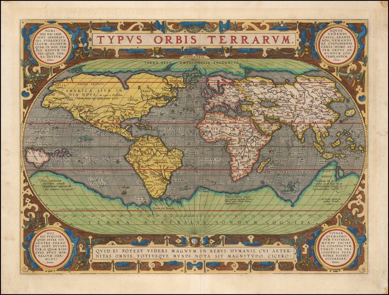 Abraham Ortelius Typus Orbis Terrarum Publikation Antwerpen 1598 af Abraham Ortelius
