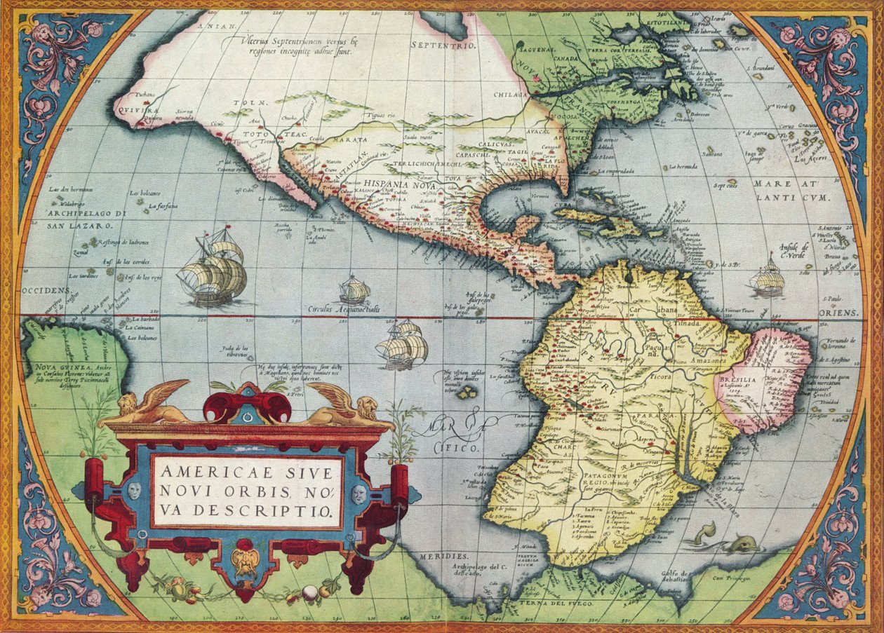 Amerika eller den nye verden: Fra Theatrum Orbis Terrarum af Abraham Ortelius, 1570, 1570, 19 af Abraham Ortelius