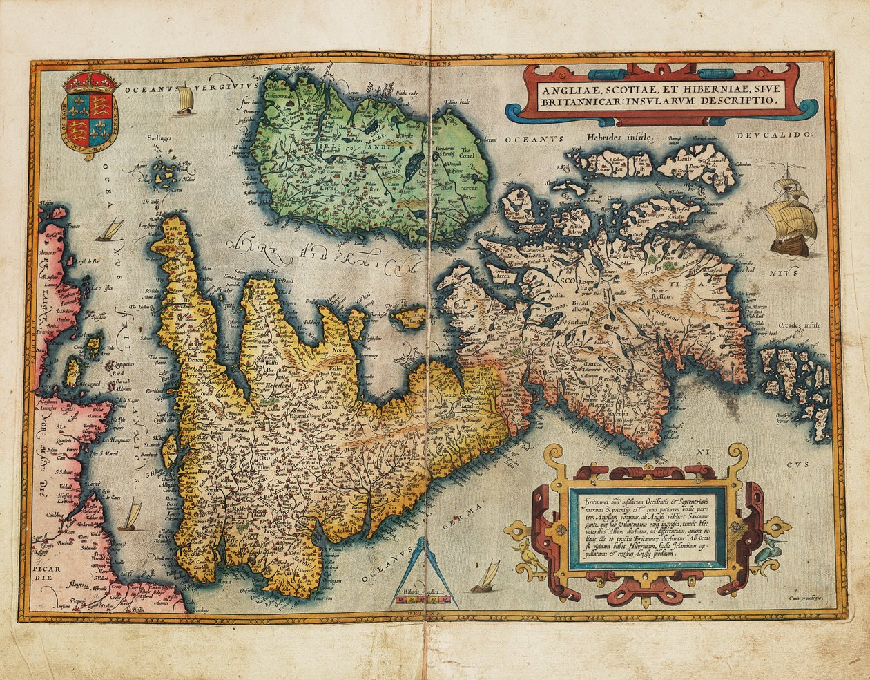 Angliae, Scotiae, et Hiberniae, sive Britannicar: Insularum descriptio (England, Skotland og Irland, også kendt som de britiske øer) af Abraham Ortelius