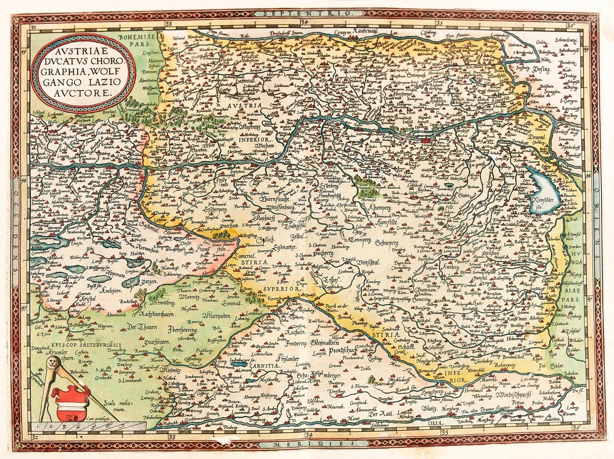 Østrig Ducatus Chorographia Wolfgango Lazio Auctore Kort over Østrig Ducatus Chorographia Wolfgango Lazio Auctore Østrig Ducatus Chorographia Wolfgango Lazio Auctore af Abraham Ortelius