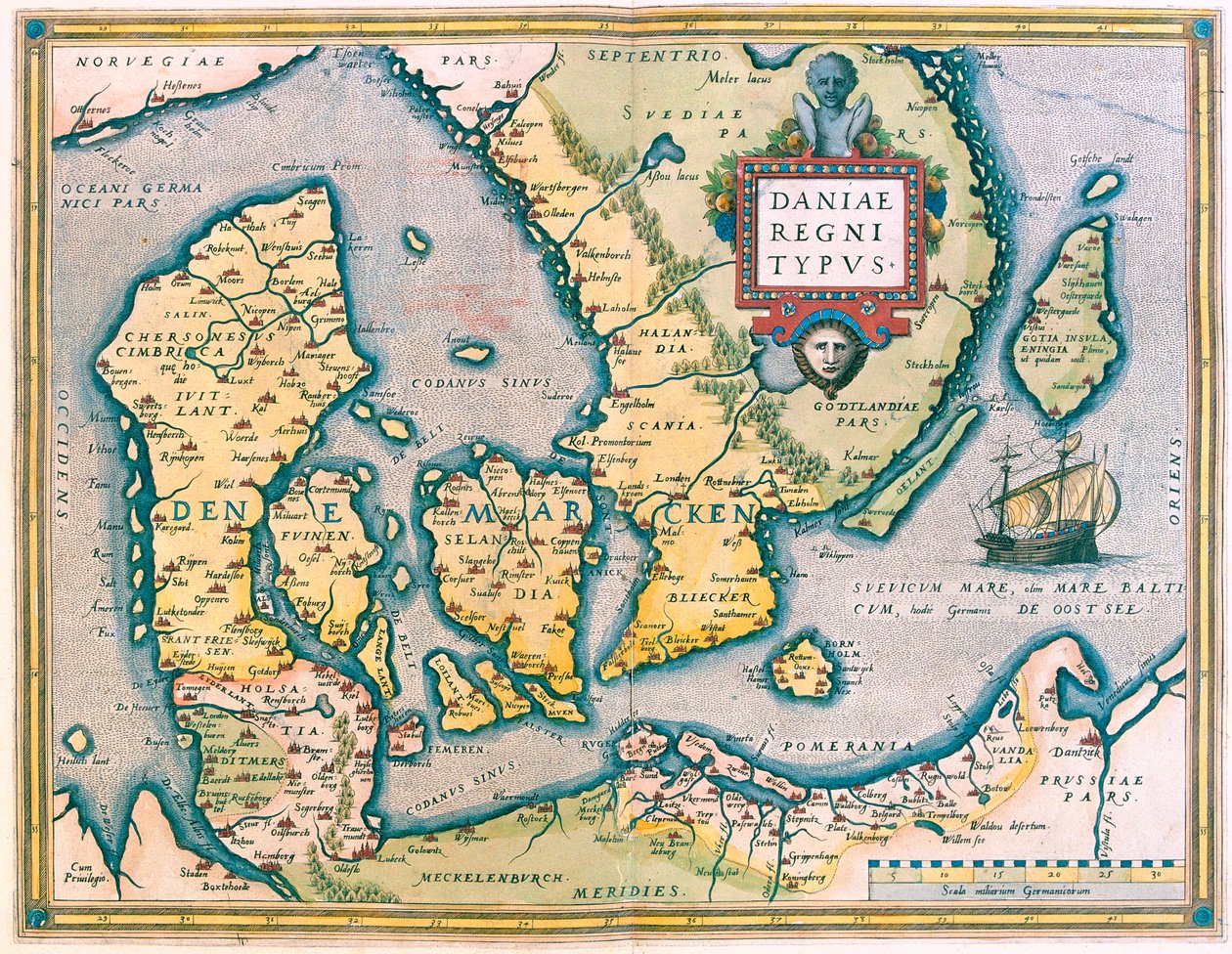 Danmark, Sydsverige af Abraham Ortelius