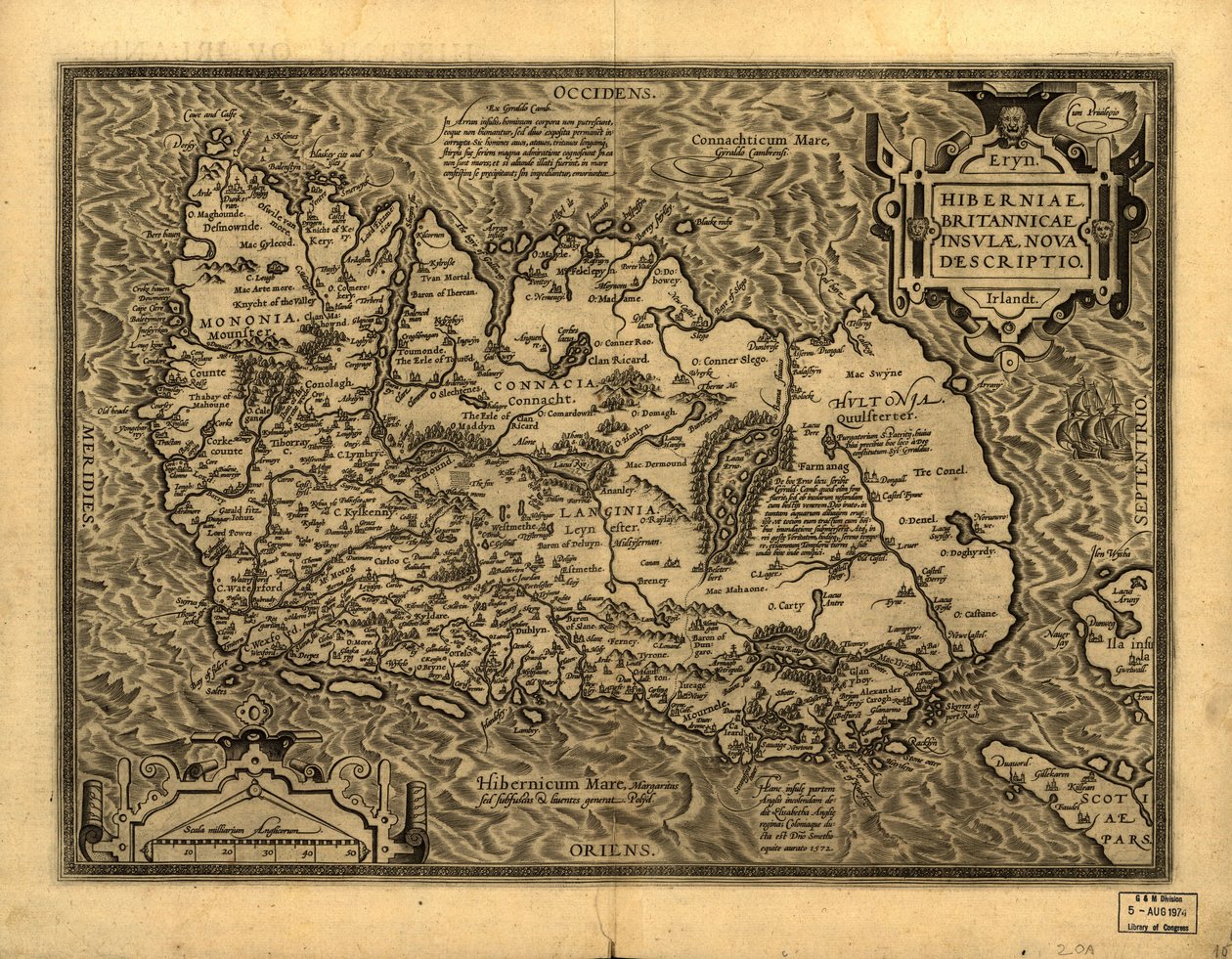 Hiberniae, Britannicae Insvlae nova descripto. LOC 99466749 af Abraham Ortelius