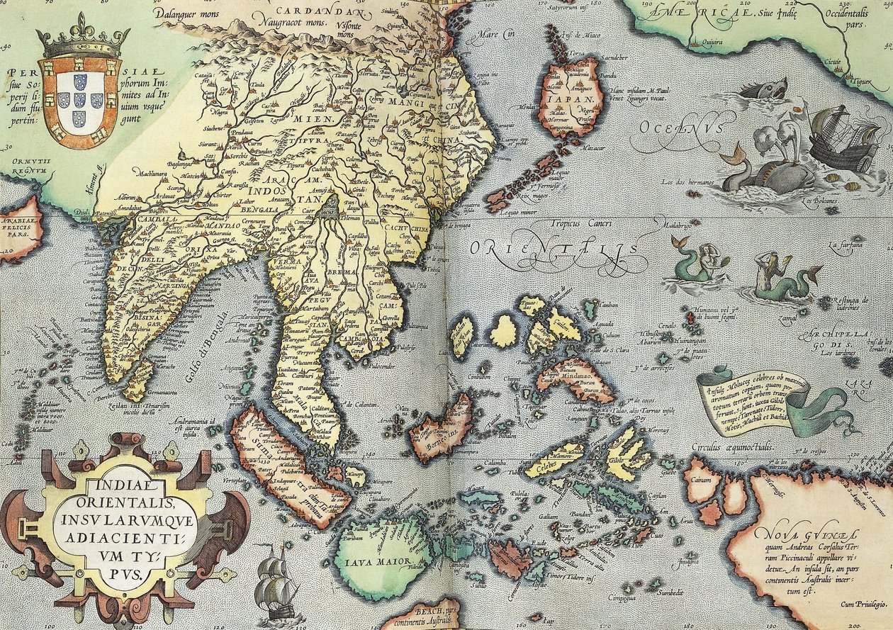 Indien, 1592 af Abraham Ortelius