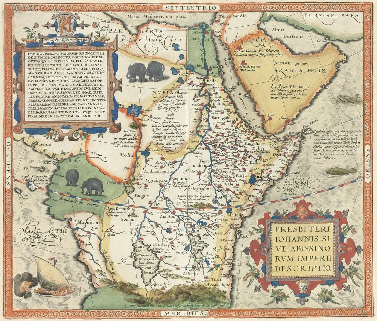 Kort over Afrika og Den Arabiske Halvø, af Abraham Ortelius