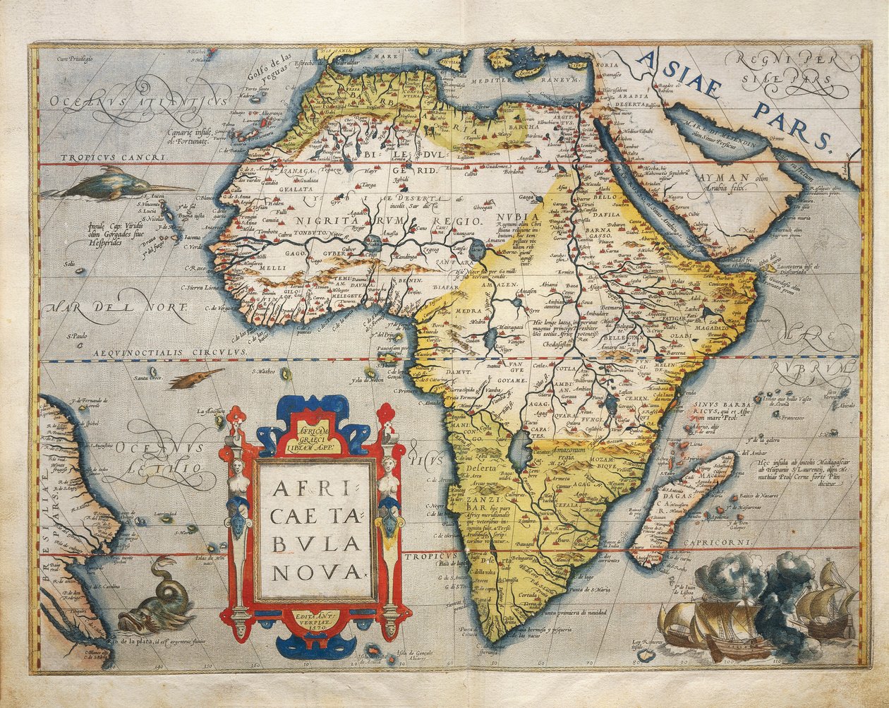 Kort over Afrika, fra Theatrum Orbis Terrarum af Abraham Ortelius af Abraham Ortelius