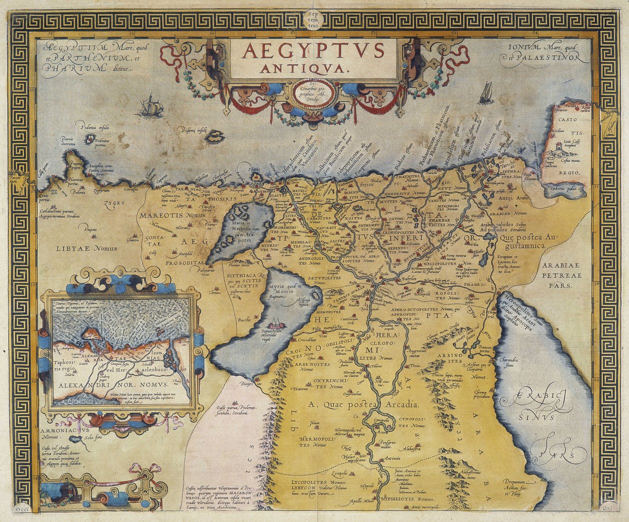 Kort over det gamle Egypten - af Abraham Ortelius, Antwerpen af Abraham Ortelius